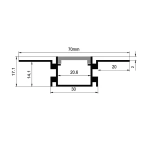 Perfil LED plegable de aluminio ES-7030LR para montaje en superficie