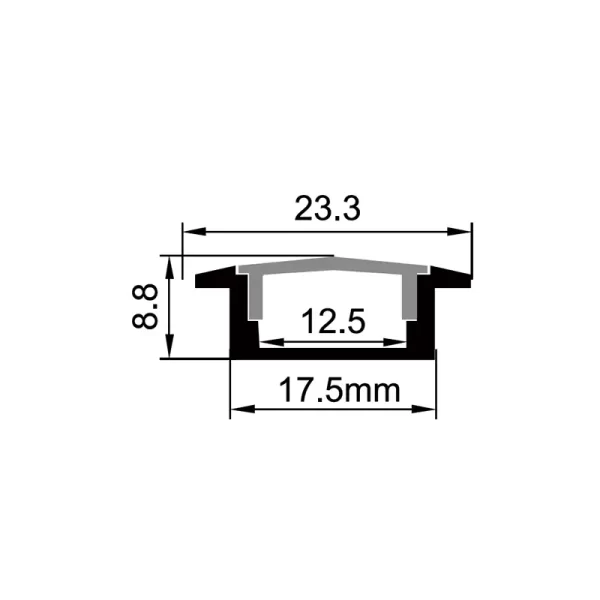 Black Aluminium Surface Mounted Profile ES-2507D