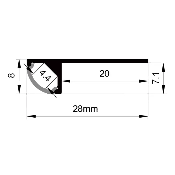 Perfil Canais de iluminação ES-0808L