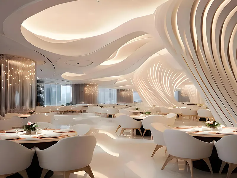 High-end restaurant LED lichtbalk installatie effect diagram