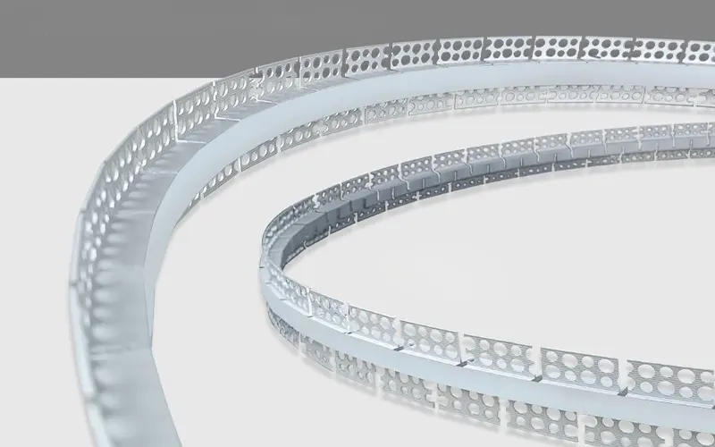 Perfil de alumínio LED flexível com fita LED instalada para iluminação arquitetónica