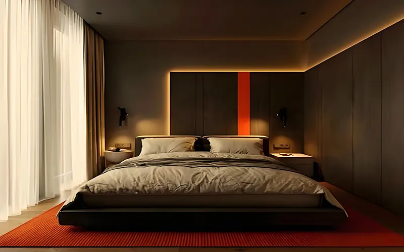 Recessed LED strip profiles installed in ceiling for seamless linear lighting effect