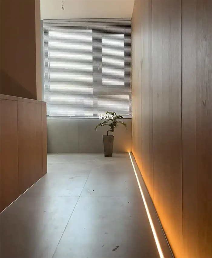 Recessed floor LED aluminum channel installed