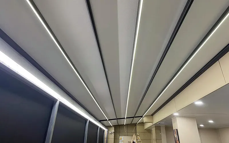 Surface-Mounted LED Profile installed on ceiling with LED strip