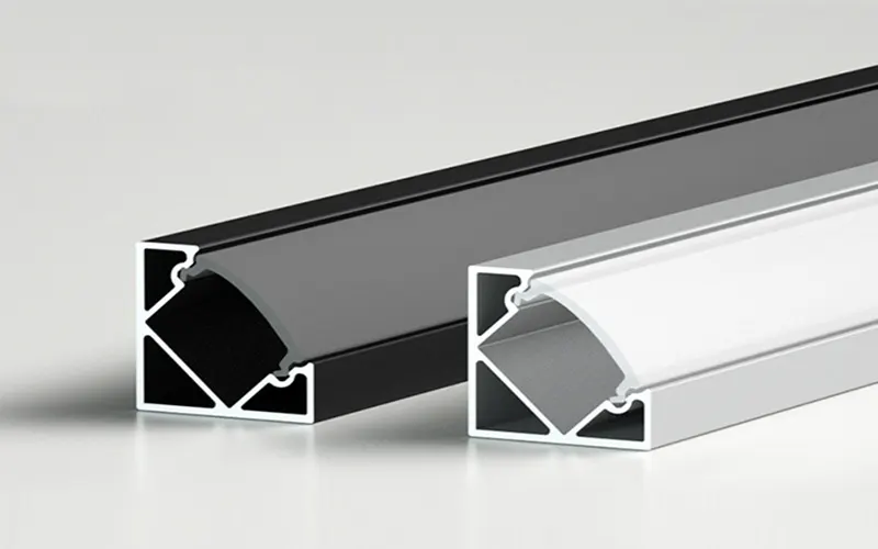 Recessed 45-Degree LED Channel with diffuser cover for LED strip lighting