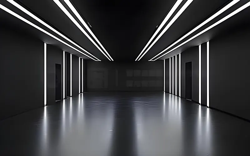 Black LED Aluminum Profile Installed on Ceiling