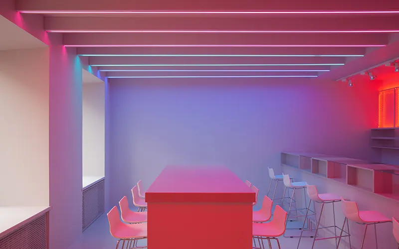 Commercial lighting LED aluminum profile installed in modern office ceiling