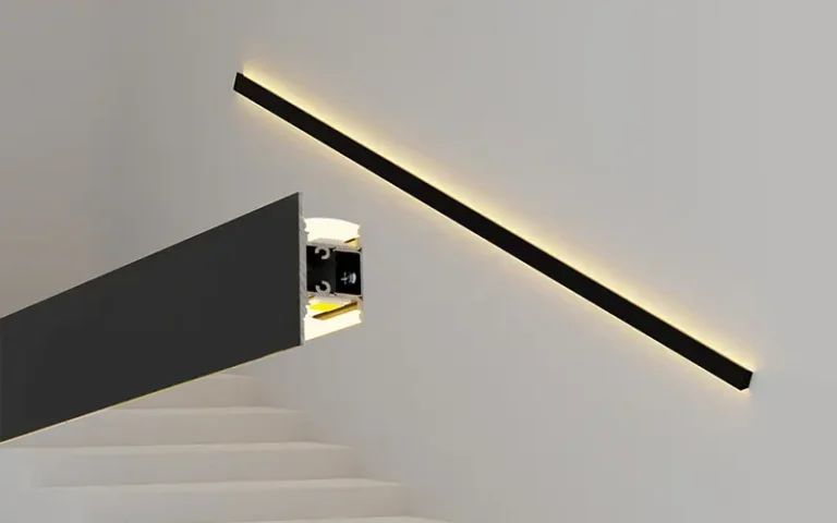 Black Handrail LED Profile Installed for Modern Architectural Lighting