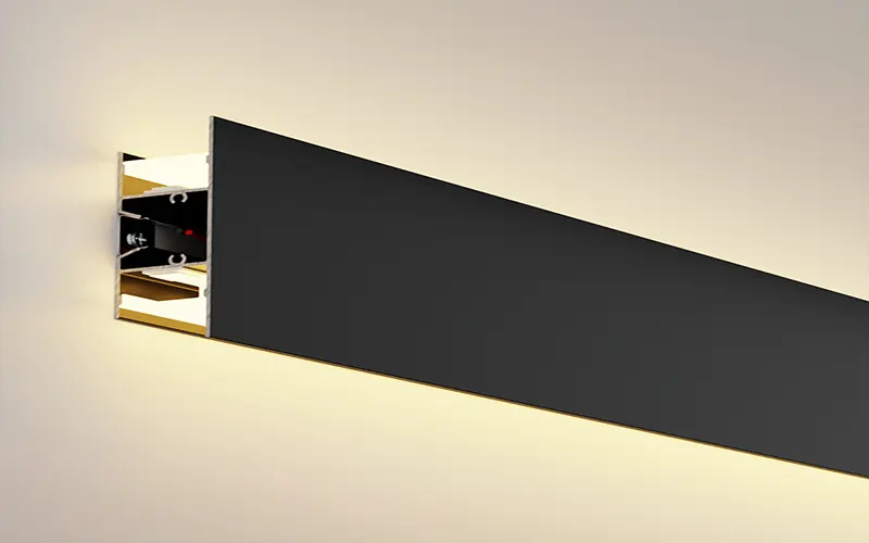Perfil LED negro para pasamanos destinado a la iluminación arquitectónica